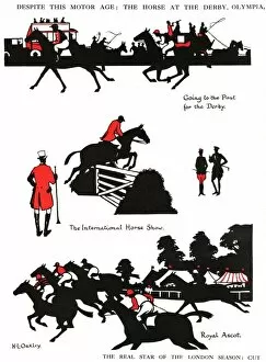 Fence Collection: Silhouettes of horses in sporting activities