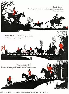 Riders Collection: Silhouettes of hunting field scenes
