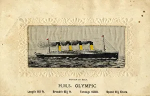 Statistics Prints: Silk postcard, HMS Olympic