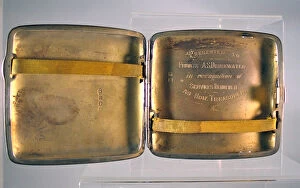 Treasurer Collection: Silver cigarette case presented to Private As Drinkwater