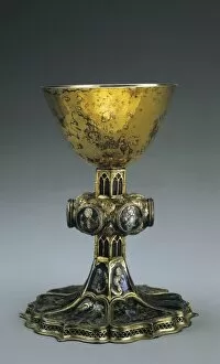 French Men Collection: Silver gilded chalice with enamels. French school