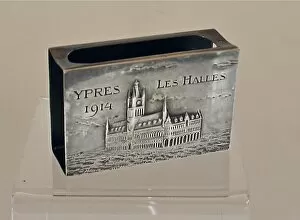Images Dated 28th September 2011: Silver matchbox holder engraved Ypres - Les Halles