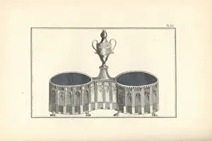 Tableware Prints: Silver salt cellar showing the arcades of the Palais Royal