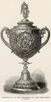 Mall Gallery: Silver vase surmounted by a winged figure representing the Flight of Genius presented