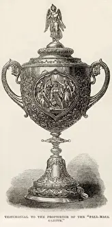 Pall Prints: Silver vase surmounted by a winged figure representing the Flight of Genius presented