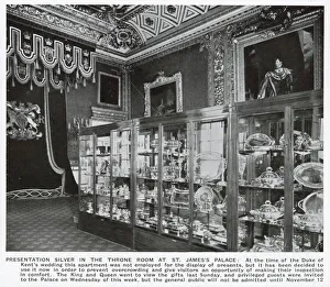 Images Dated 28th October 2019: Silver wedding gifts on display, Gloucester marriage