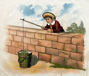 Pieman Prints: Simple Simon fishing in a bucket