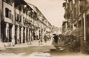 Rickshaws Prints: Singapore - Street in the Chinese Quarter