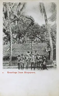 Feats Prints: Singapore - Traditional pole acrobat