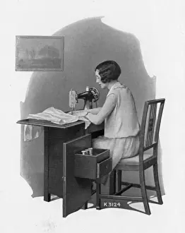 Enclosed Prints: Singer Sewing Machine - enclosed cabinet