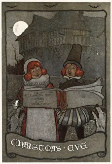Carols Prints: Singing Christmas Carols by Cecil Aldin