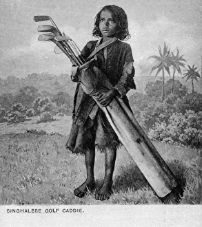 Images Dated 29th June 2017: Sinhalese boy golf caddy, Ceylon (Sri Lanka)