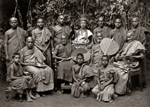 Priests Prints: Sinhalese Buddhist Priests, Ceylon, Sri Lanka, circa 1880s