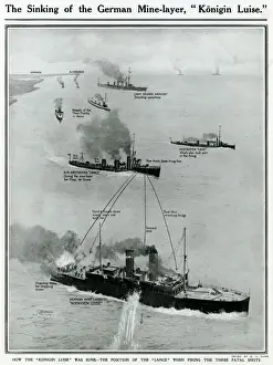 Lark Prints: Sinking of German ship, Konigin Luise, by G. H. Davis