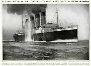 Images Dated 27th April 2012: The sinking of the Lusitania on the fateful voyage 1915