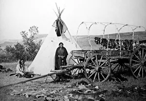Plains Prints: Sioux Chief, fur camp on the plains, USA