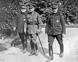 Generals Prints: Sir Douglas Haig with Generals Joffre and Foch, WW1