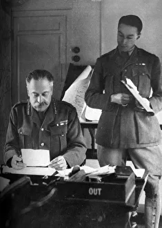 Strategy Gallery: Sir Douglas Haig in private office on advanced GHQ train