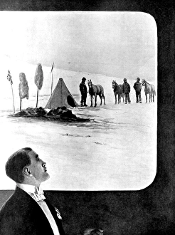 Images Dated 20th August 2004: Sir Ernest Shackleton lecturing at the Albert Hall, 1909