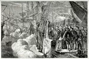 Sir Francis Drake's burial at sea, near Portobelo, Panama