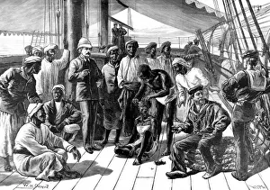 Sir Henry Morton Stanley and his African followers on board