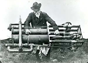 Sir Hiram Maxim in 1894 with one of the two steam engine?