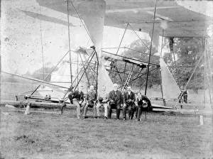 Sir Hiram Maxim with his flying machine at Baldwyns Park