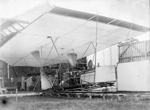 Maxim Prints: Sir Hiram Maxim with his flying machine at Baldwyns Park