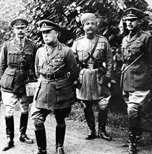 Sir John French with his ADCs at General headquarters - WW1