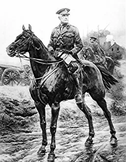 Images Dated 21st December 2004: Sir Samuel Hughes on horseback; France, 1916