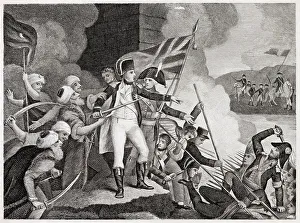 Defends Prints: Sir Sydney Smith defends the Acre against Napoleon Bonaparte. Date: 1799
