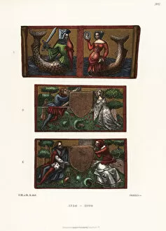 Hefner Gallery: A siren seducing a merman knight, 14th century