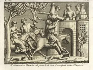 Bas Relief Prints: Sixth bas-relief of a 12th century sarcophagus