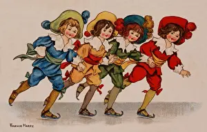 Contrasting Prints: Four skating boys, by Florence Hardy