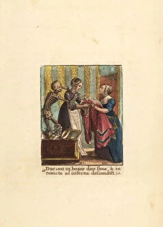 Wenceslaus Collection: Skeleton of Death adorning a Countess with