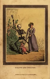 Gleadah Gallery: Skeleton of death aiming a dart at a child
