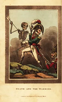 Gleadah Gallery: Skeleton of death aiming a dart at an officer in battle