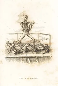Andrews Prints: The skeleton of Death as champion boxer
