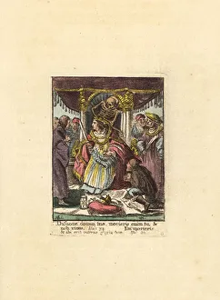 Courtiers Gallery: Skeleton of Death with an Emperor on his throne