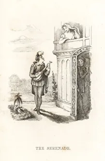 Serenade Prints: The skeleton of Death and a minstrel