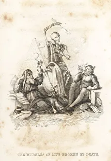 Cicero Prints: The skeleton of Death pricks bubbles of life