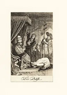 Dart Prints: The skeleton of Death stabs the Pope on his throne