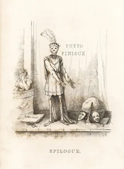 Andrews Prints: The skeleton of Death on the theatre stage