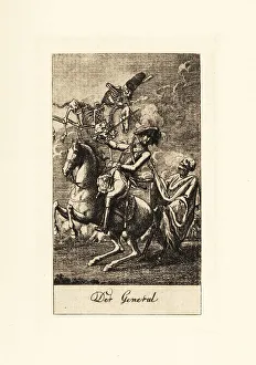 Lavenburg Calendar Prints: Two skeletons of Death attack a German general