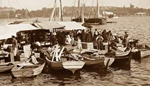 Stockholm Prints: Skeppsbron fish market Stockholm Sweden early 1900s