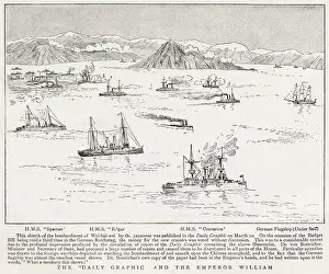Leased Prints: This sketch of the bombardment of Wei-hai-Wei (on the northeastern coast of China)