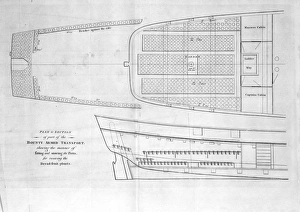 Sketch of the Bounty by Joseph Banks