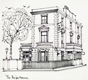 Charrington Prints: Sketch of Bridge House Hotel, Paddington, London