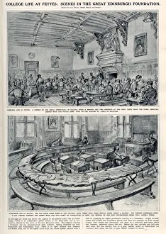 Apr20 Gallery: Sketch by Bryan de Grineau showing the great dining-hall at Fettes College, Edinburgh