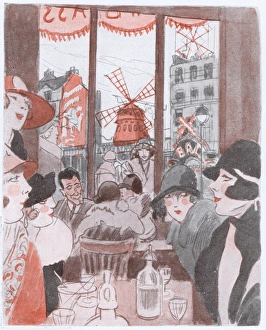 Images Dated 20th April 2015: A sketch of a caf頯verlooking the Place Blanche, Montmartre